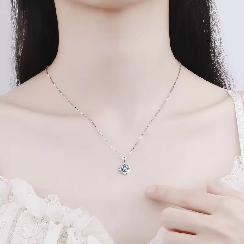 Dây Chuyền ESME ESHK016B Kim Cương Đá Moissanite Bạc 925 Xi Kim 5 lớp