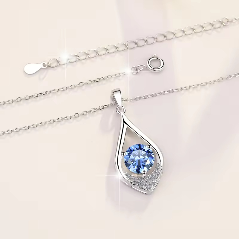 Dây Chuyền ESME ESHK056B Kim Cương Đá Moissanite Bạc 925 Xi Kim 5 lớp