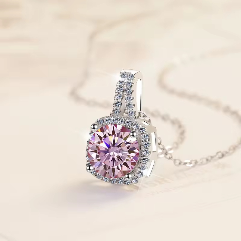 Dây Chuyền ESME ESHK013P Kim Cương Đá Moissanite Bạc 925 Xi Kim 5 lớp