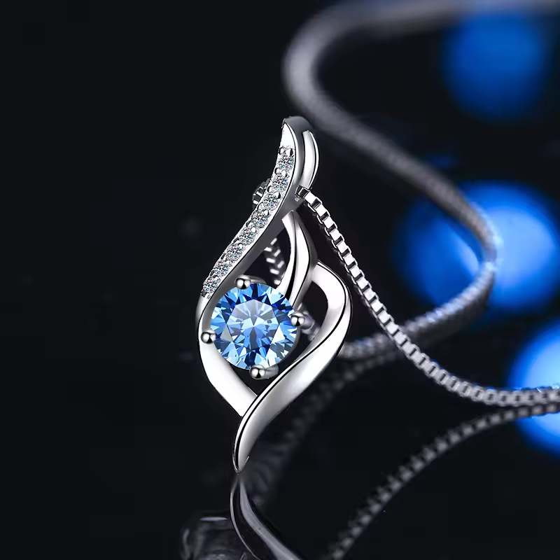 Dây Chuyền ESME ESHK029B Kim Cương Đá Moissanite Bạc 925 Xi Kim 5 lớp
