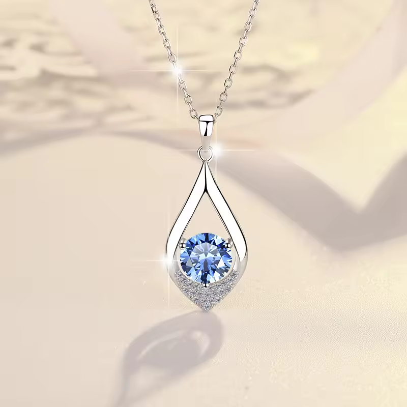 Dây Chuyền ESME ESHK056B Kim Cương Đá Moissanite Bạc 925 Xi Kim 5 lớp