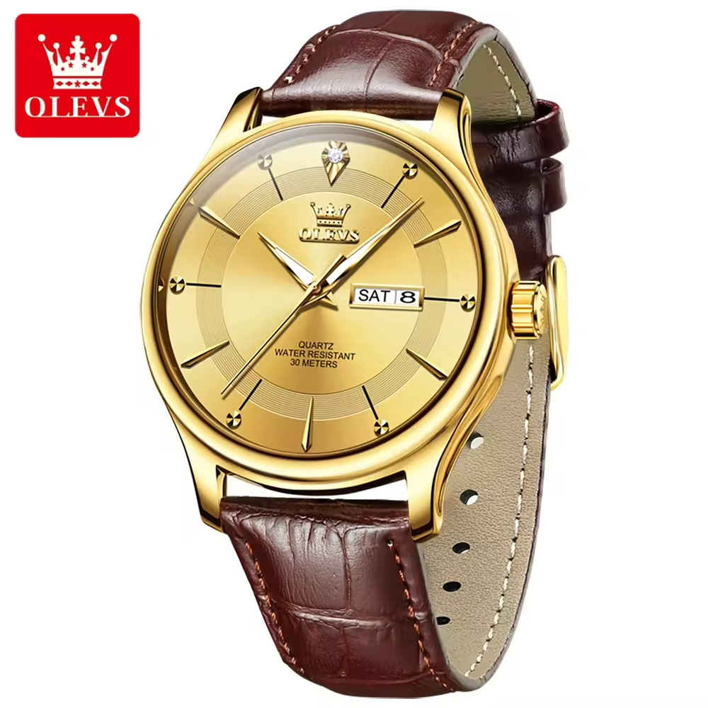 Đồng Hồ Nam OLEVS-9908 Dây Da Chính Hãng