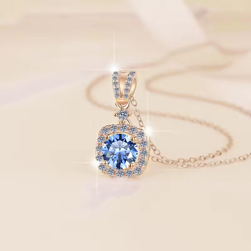 Dây Chuyền ESME ESHK057B Kim Cương Đá Moissanite Bạc 925 Xi Kim 5 lớp