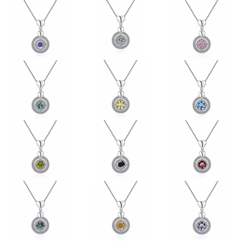 Dây Chuyền ESME ESHK028B Kim Cương Đá Moissanite Bạc 925 Xi Kim 5 lớp