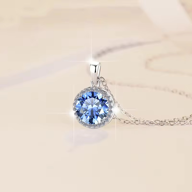 Dây Chuyền ESME ESHK060B Kim Cương Đá Moissanite Bạc 925 Xi Kim 5 lớp