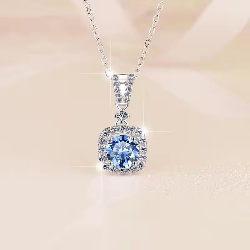 Dây Chuyền ESME ESHK057B Kim Cương Đá Moissanite Bạc 925 Xi Kim 5 lớp