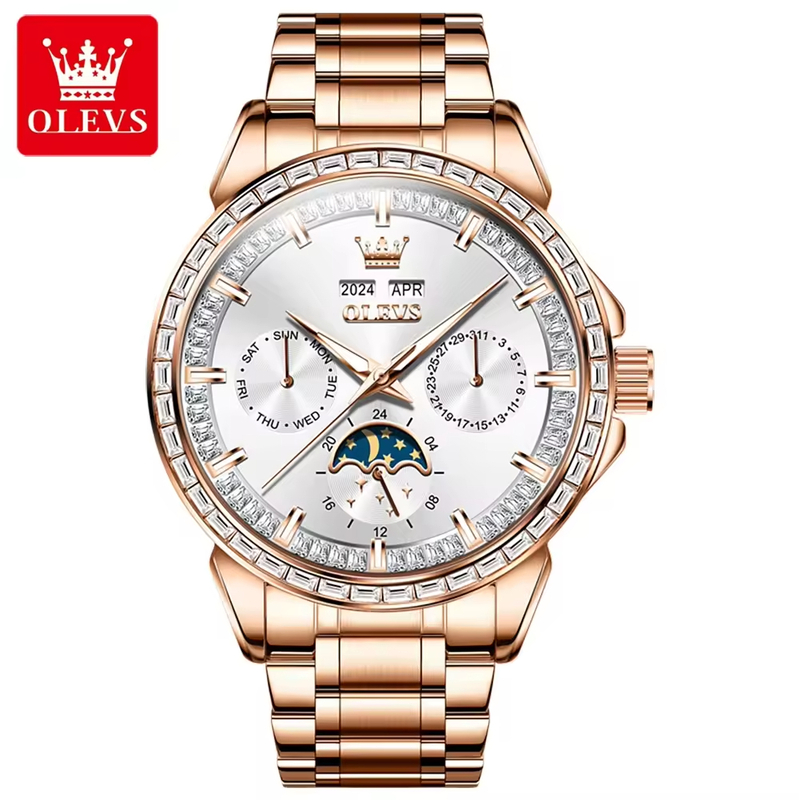 Đồng Hồ Nam OLEVS-6695B Dây Thép Chính Hãng