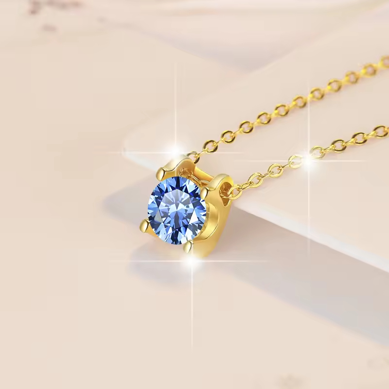 Dây Chuyền ESME ESHK019B Kim Cương Đá Moissanite Bạc 925 Xi Kim 5 lớp