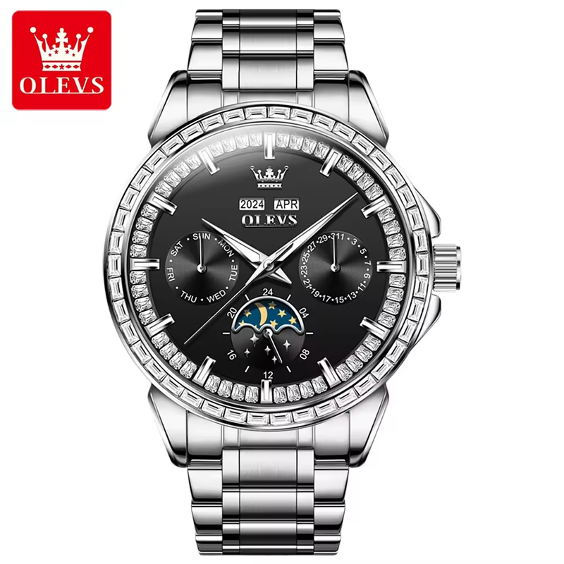 Đồng Hồ Nam OLEVS-6695B Dây Thép Chính Hãng