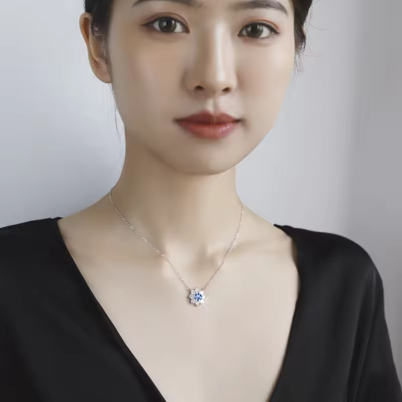 Dây Chuyền ESME ESHK001B Kim Cương Đá Moissanite Bạc 925 Xi Kim 5 lớp