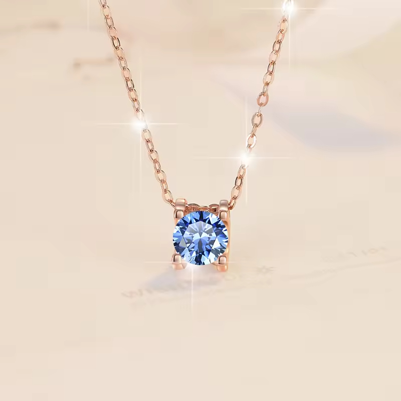 Dây Chuyền ESME ESHK019B Kim Cương Đá Moissanite Bạc 925 Xi Kim 5 lớp