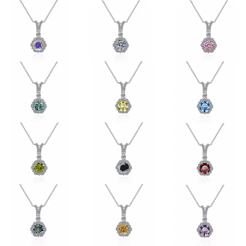 Dây Chuyền ESME ESHK035B Kim Cương Đá Moissanite Bạc 925 Xi Kim 5 lớp