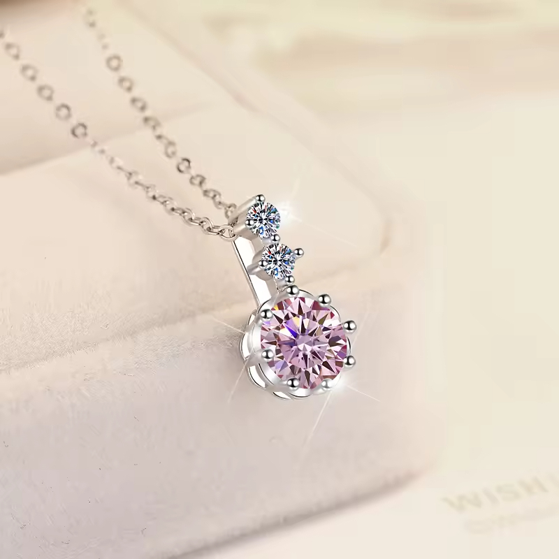 Dây Chuyền ESME ESHK009P Kim Cương Đá Moissanite Bạc 925 Xi Kim 5 lớp