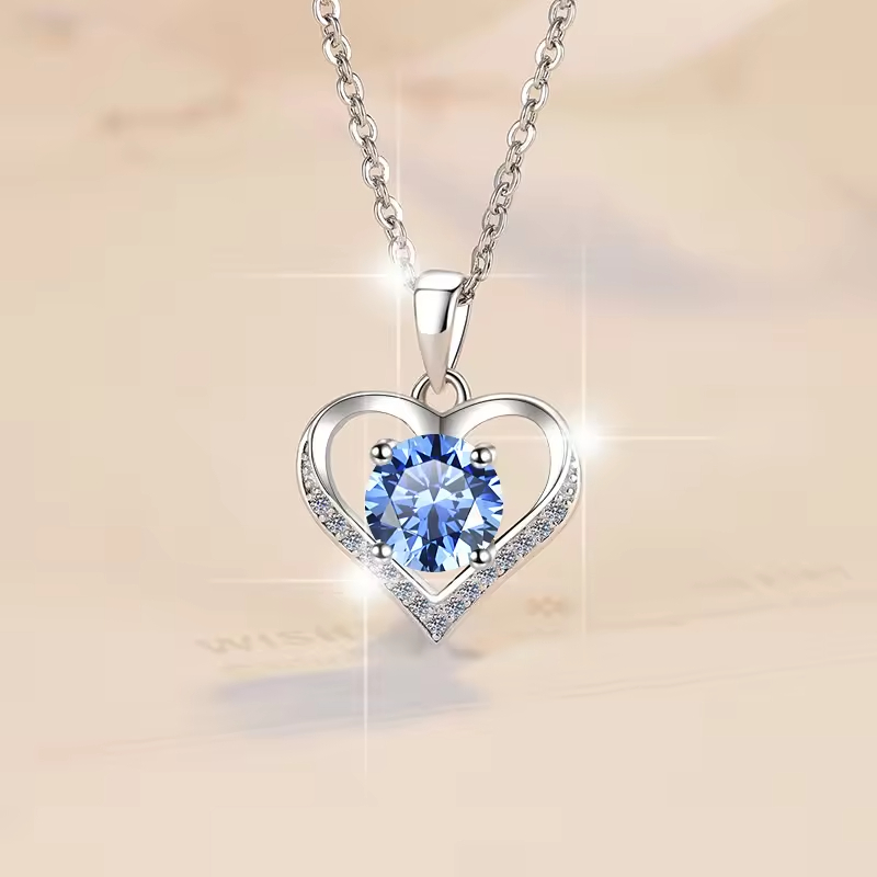 Dây Chuyền ESME ESHK024B Kim Cương Đá Moissanite Bạc 925 Xi Kim 5 lớp