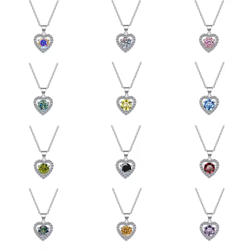 Dây Chuyền ESME ESHK014B Kim Cương Đá Moissanite Bạc 925 Xi Kim 5 lớp