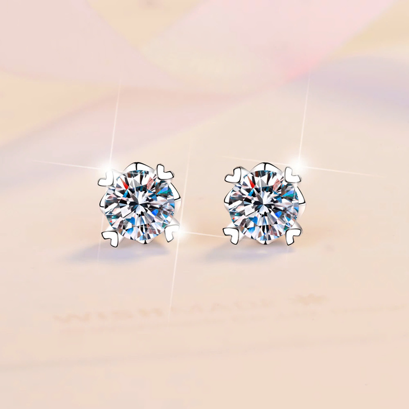 Bông Tai ESME ESES032 Kim Cương Đá Moissanite Bạc 925 Xi Kim 5 lớp