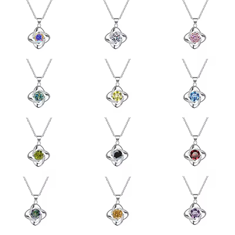 Dây Chuyền ESME ESHK012B Kim Cương Đá Moissanite Bạc 925 Xi Kim 5 lớp