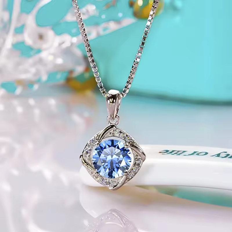 Dây Chuyền ESME ESHK016B Kim Cương Đá Moissanite Bạc 925 Xi Kim 5 lớp