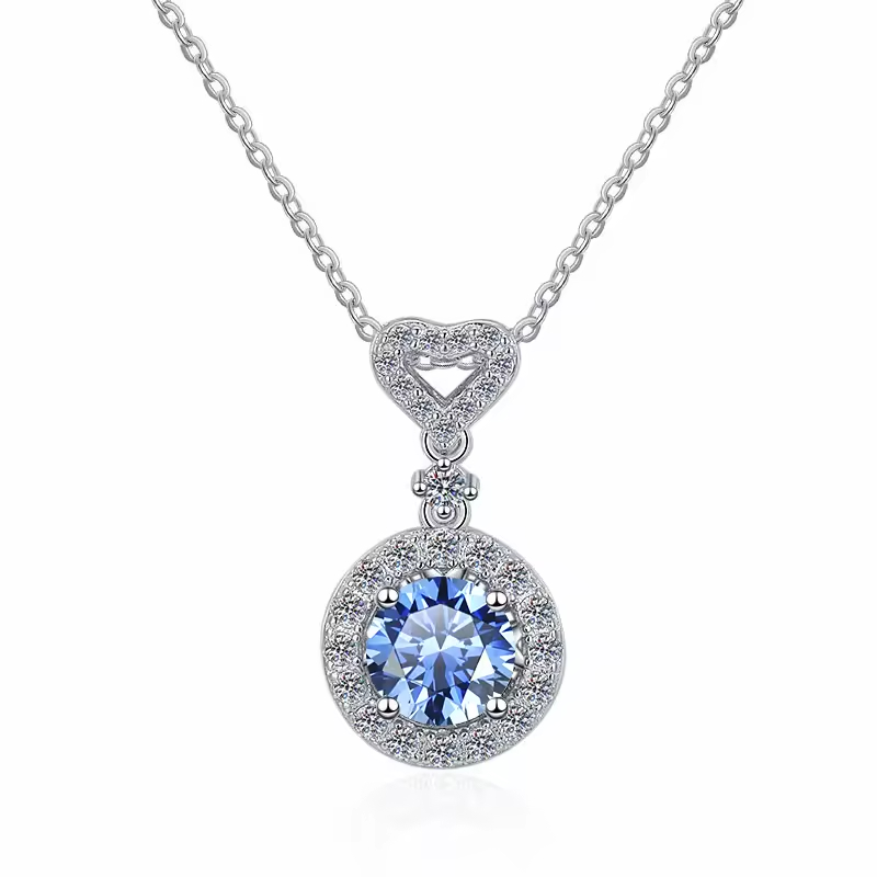 Dây Chuyền ESME ESHK030B Kim Cương Đá Moissanite Bạc 925 Xi Kim 5 lớp