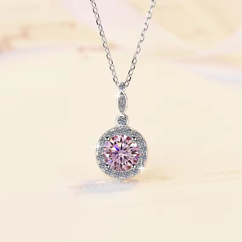 Dây Chuyền ESME ESHK070P Kim Cương Đá Moissanite Bạc 925 Xi Kim 5 lớp