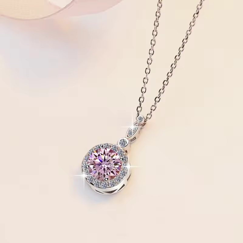 Dây Chuyền ESME ESHK070P Kim Cương Đá Moissanite Bạc 925 Xi Kim 5 lớp