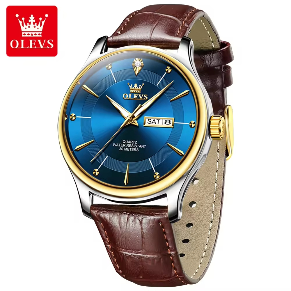 Đồng Hồ Nam OLEVS-9908 Dây Da Chính Hãng