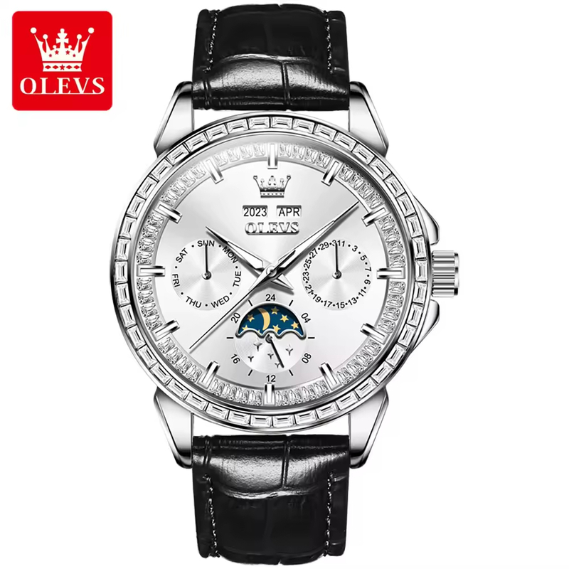 Đồng Hồ Nam OLEVS-6695A Dây Da Chính Hãng