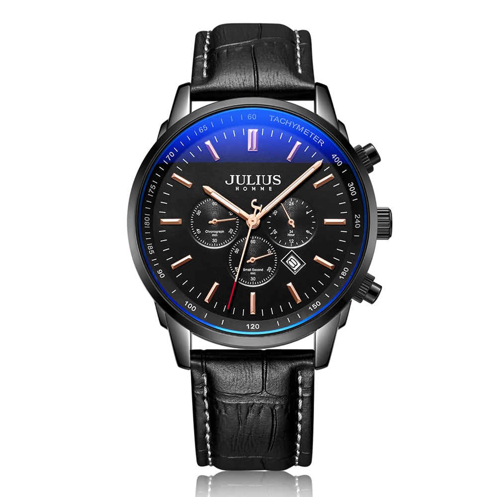 Đồng Hồ Nam JAH-133 chronograph Julius Hàn Quốc Dây Da (3 Màu)