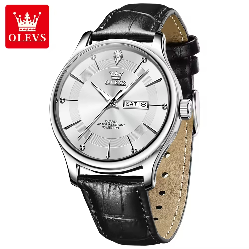 Đồng Hồ Nam OLEVS-9908 Dây Da Chính Hãng