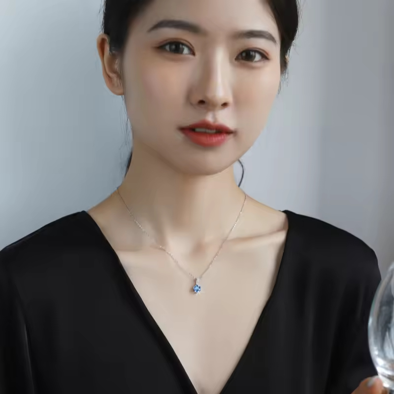 Dây Chuyền ESME ESHK005B Kim Cương Đá Moissanite Bạc 925 Xi Kim 5 lớp