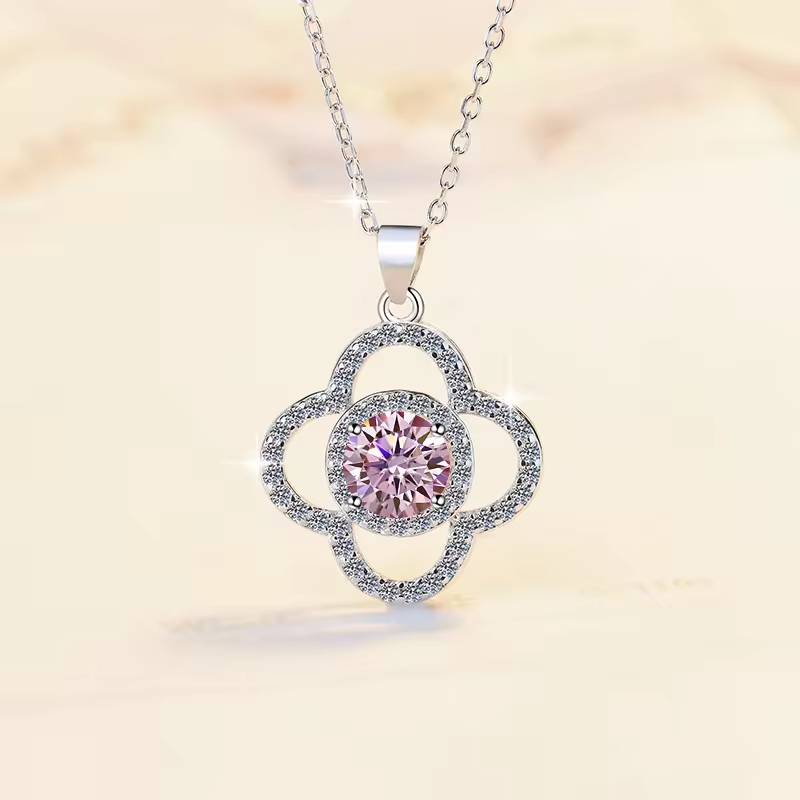 Dây Chuyền ESME ESHK061B Kim Cương Đá Moissanite Bạc 925 Xi Kim 5 lớp