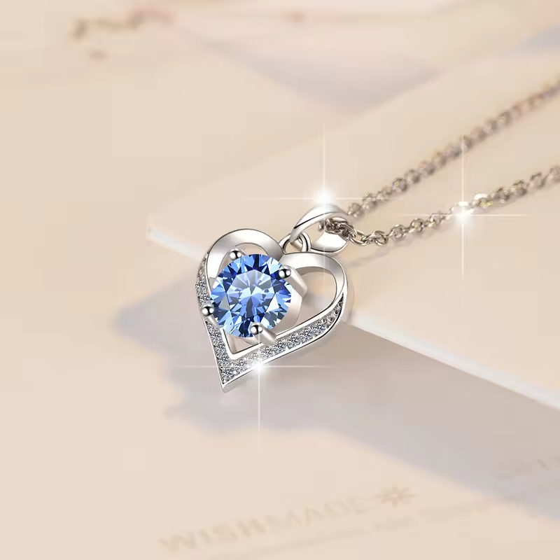 Dây Chuyền ESME ESHK024B Kim Cương Đá Moissanite Bạc 925 Xi Kim 5 lớp