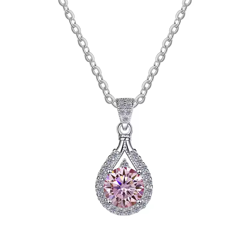 Dây Chuyền ESME ESHK011P Kim Cương Đá Moissanite Bạc 925 Xi Kim 5 lớp