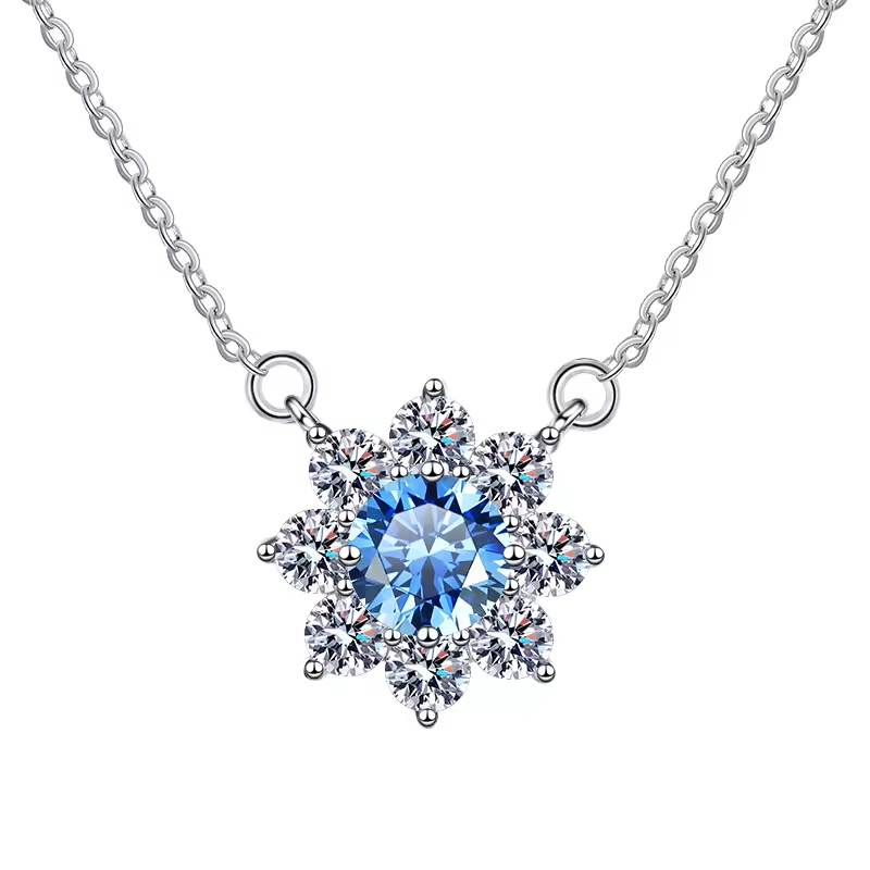 Dây Chuyền ESME ESHK001B Kim Cương Đá Moissanite Bạc 925 Xi Kim 5 lớp