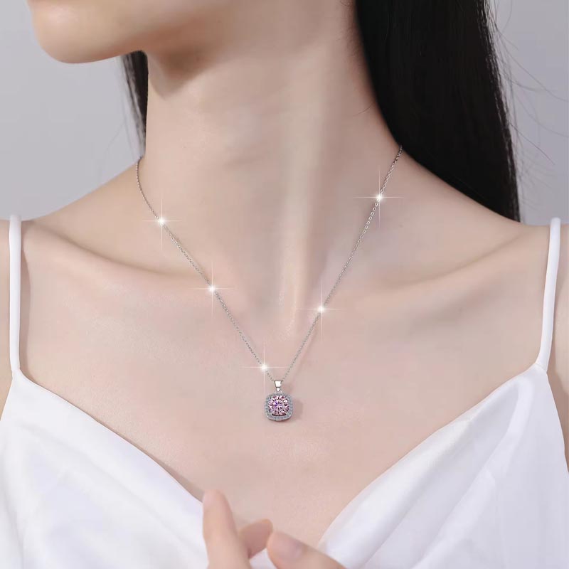 Dây Chuyền ESME ESHK064B Kim Cương Đá Moissanite Bạc 925 Xi Kim 5 lớp