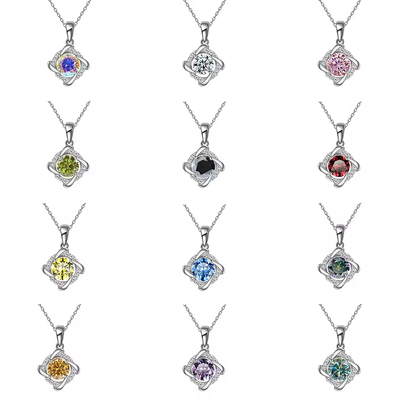Dây Chuyền ESME ESHK016B Kim Cương Đá Moissanite Bạc 925 Xi Kim 5 lớp