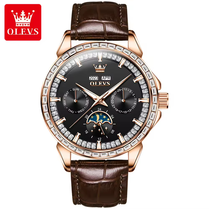Đồng Hồ Nam OLEVS-6695A Dây Da Chính Hãng