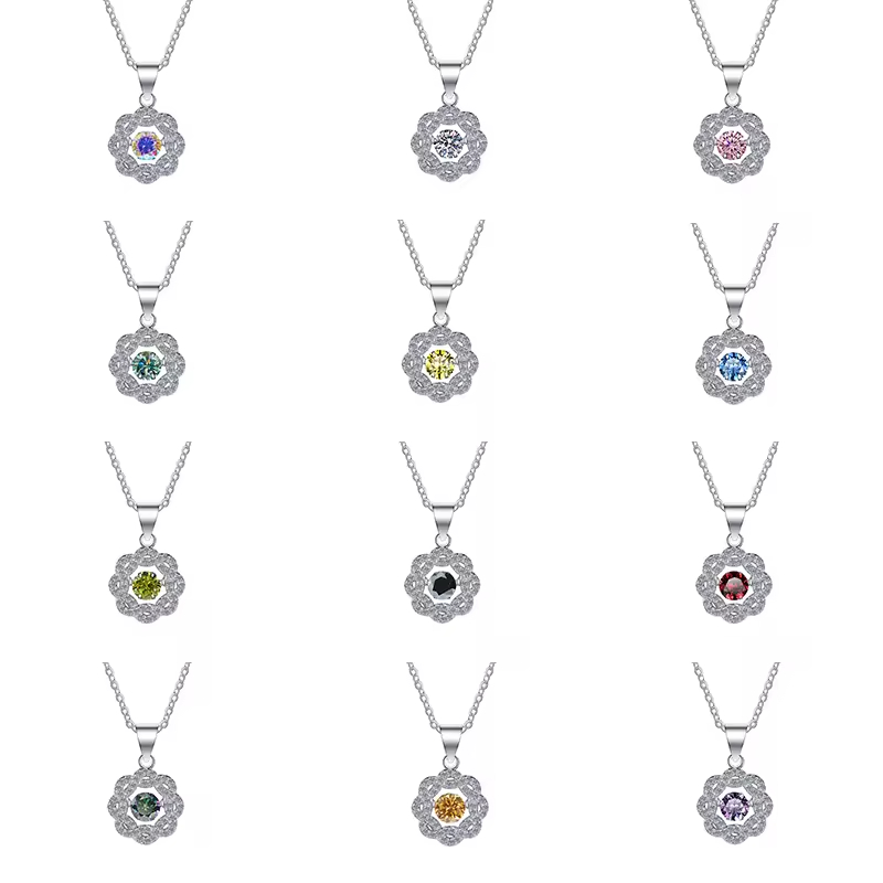 Dây Chuyền ESME ESHK017B Kim Cương Đá Moissanite Bạc 925 Xi Kim 5 lớp