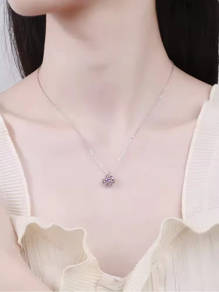Dây Chuyền ESME ESHK006P Kim Cương Đá Moissanite Bạc 925 Xi Kim 5 lớp