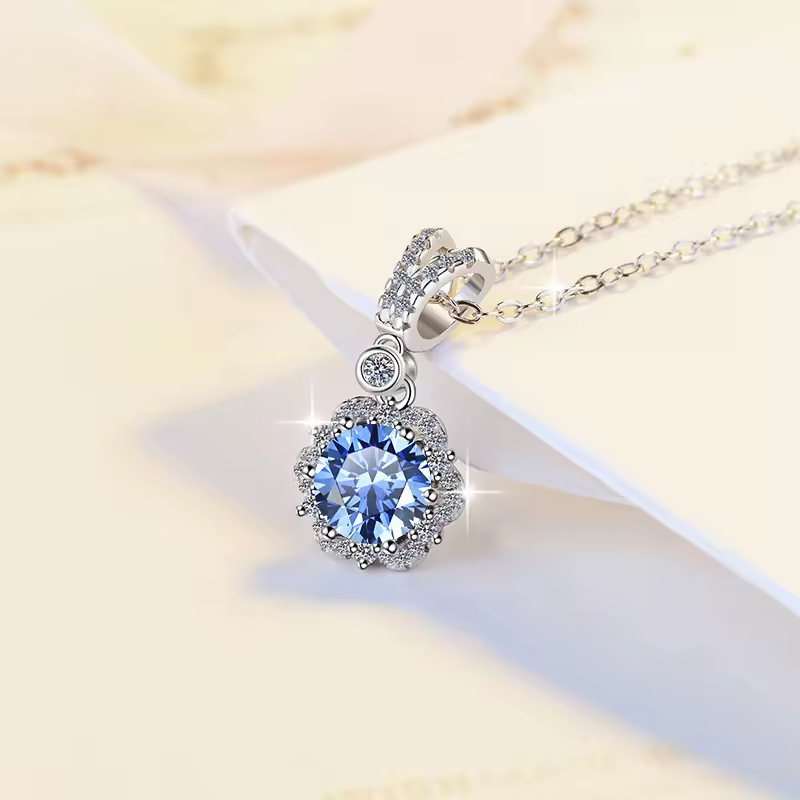 Dây Chuyền ESME ESHK035B Kim Cương Đá Moissanite Bạc 925 Xi Kim 5 lớp