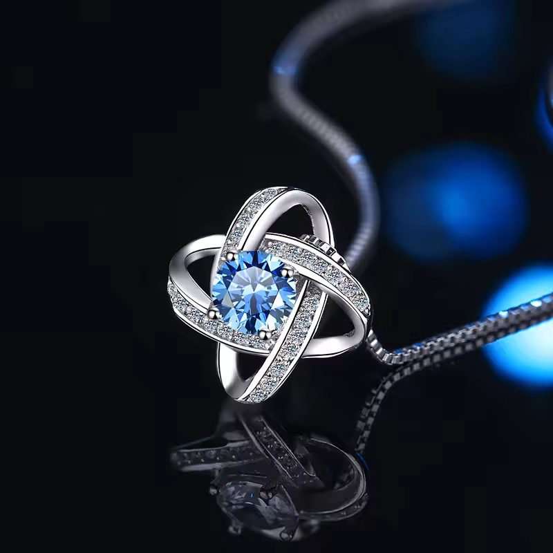 Dây Chuyền ESME ESHK033B Kim Cương Đá Moissanite Bạc 925 Xi Kim 5 lớp