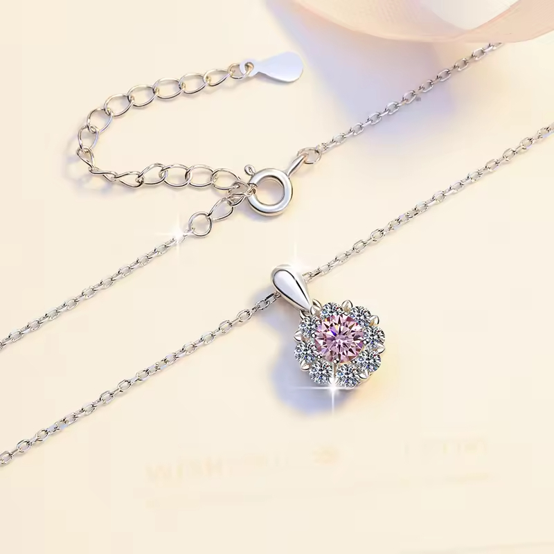 Dây Chuyền ESME ESHK063B Kim Cương Đá Moissanite Bạc 925 Xi Kim 5 lớp