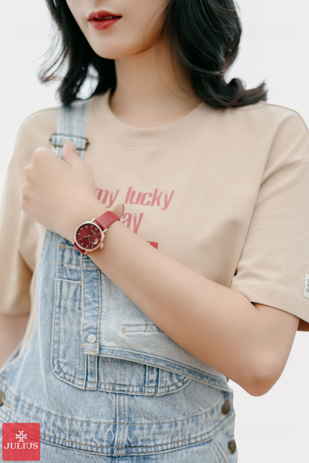 Đồng Hồ JULIUS JA-1211D Dây Da (Mặt Đỏ)