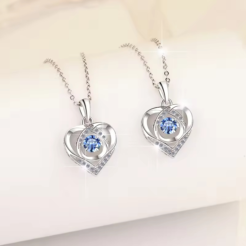Dây Chuyền ESME ESHK023B Kim Cương Đá Moissanite Bạc 925 Xi Kim 5 lớp