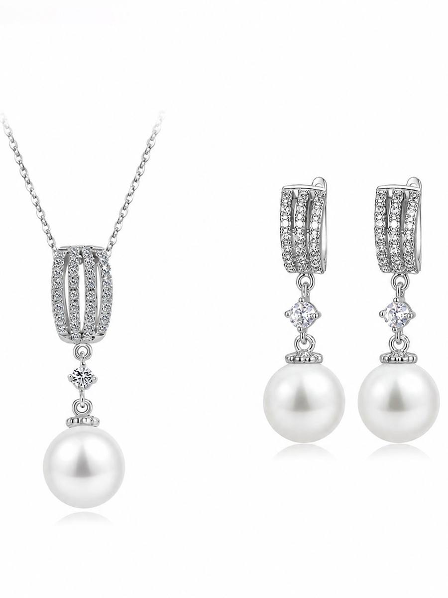 Combo nữ trang dây chuyền bông tai ES535 E15032105-Rh