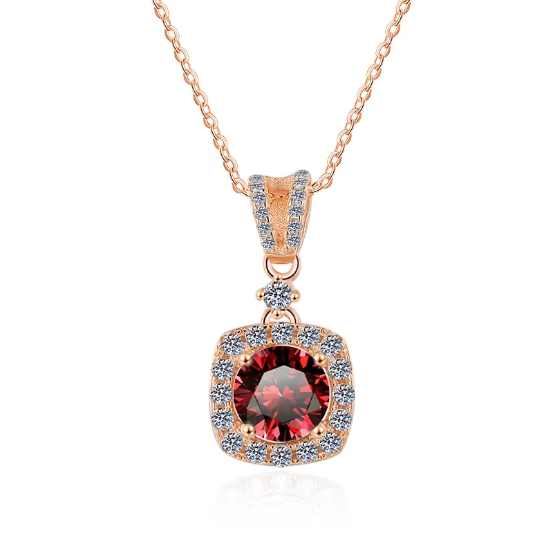 Dây Chuyền ESME ESHK057B Kim Cương Đá Moissanite Bạc 925 Xi Kim 5 lớp