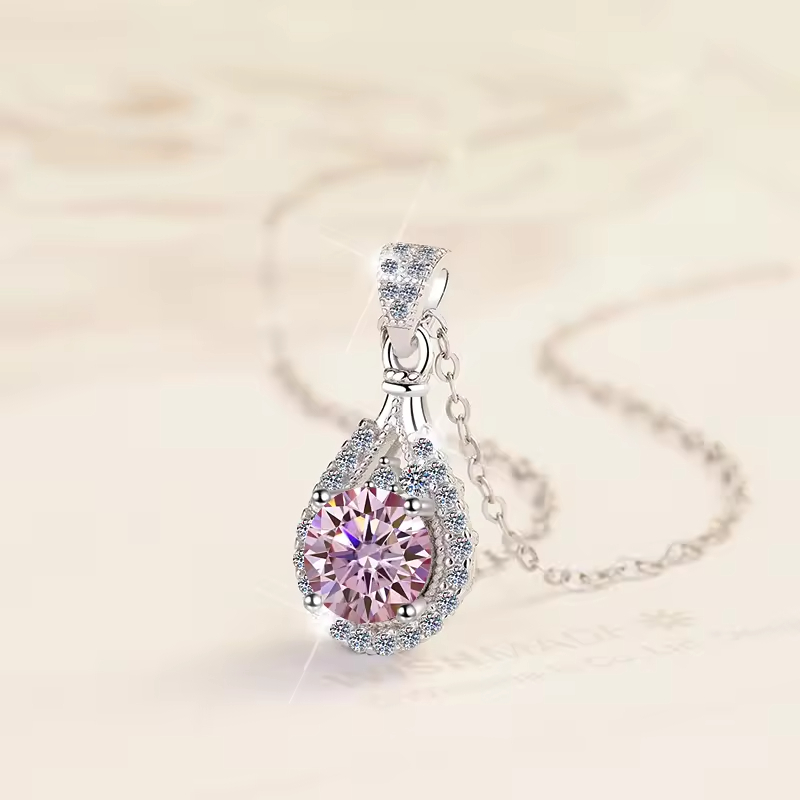 Dây Chuyền ESME ESHK011P Kim Cương Đá Moissanite Bạc 925 Xi Kim 5 lớp