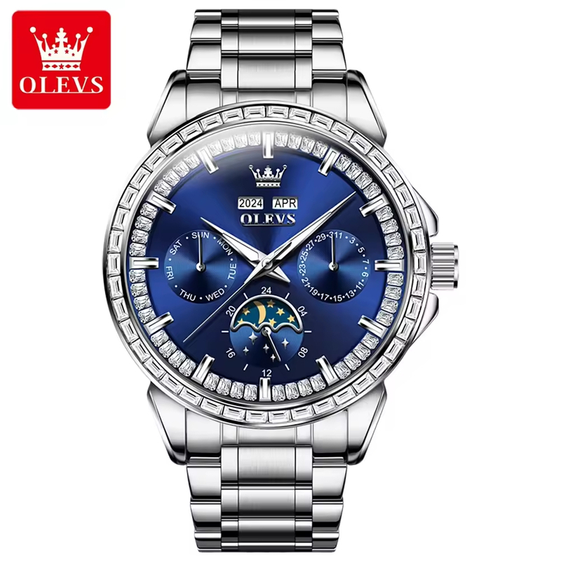 Đồng Hồ Nam OLEVS-6695B Dây Thép Chính Hãng