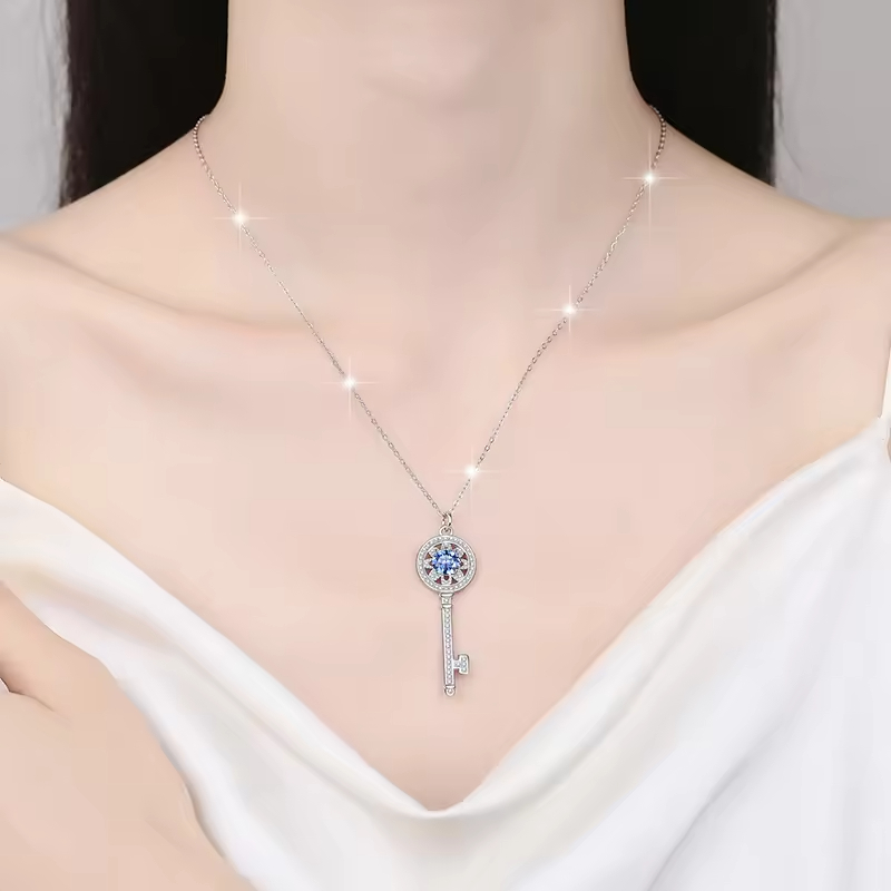 Dây Chuyền ESME ESHK015B Kim Cương Đá Moissanite Bạc 925 Xi Kim 5 lớp