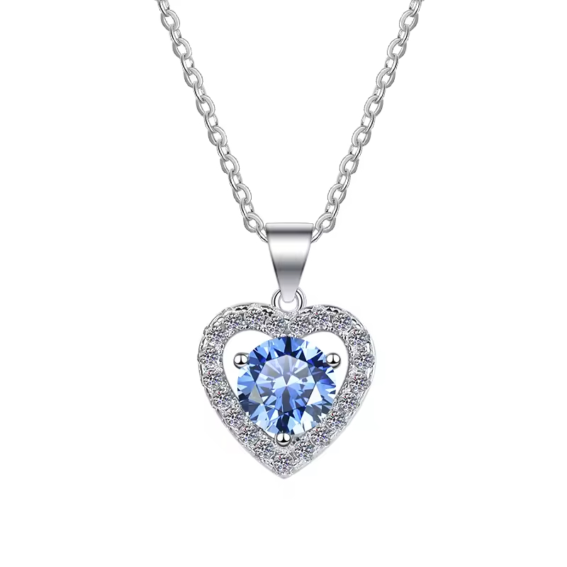 Dây Chuyền ESME ESHK014B Kim Cương Đá Moissanite Bạc 925 Xi Kim 5 lớp